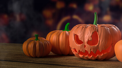 The  jack o lantern for halloween or holiday concept 3d rendering.