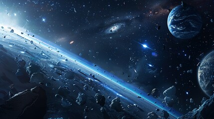 Galaxy and Planets: Space Wallpaper Banner Background