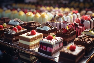 chocolate cake with cherry, generative ai