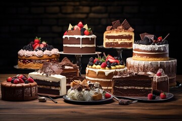 chocolate cake with cherry, generative ai