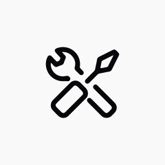 wrench and screwdriver construction maintenance icon