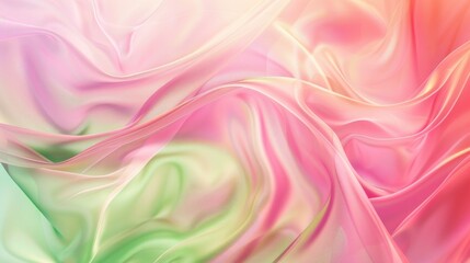 Fototapeta premium Iridescent pink and green color transitions on blurred abstract gradient background