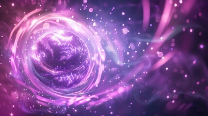 Obraz premium Glowing looped light energy in purple sphere abstract futuristic background