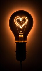 A light bulb with a heart-shaped filament  