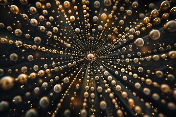 A symmetrical explosion of metallic beads on a velvet surface