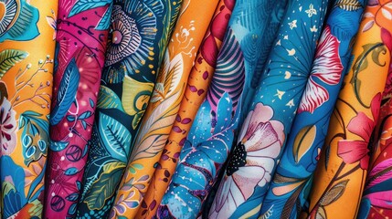 Digital printing options for textile patterns including abstract designs flowers shapes and ikat motifs