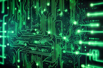 Fototapeta premium A green electronic board with many small green lights