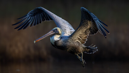 pelican in flight