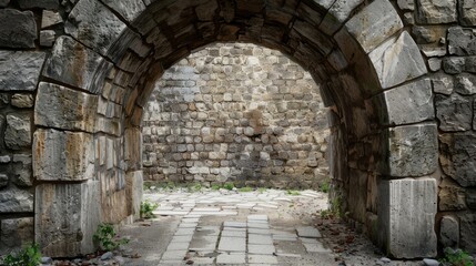 Background Stone,Rustic stone archway with a broad area for advertisements or promotional content.