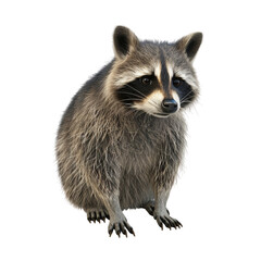 Obraz premium Curious Raccoon Close-Up: A captivating portrait of a raccoon, captured in a moment of quiet contemplation, isolated on transparent background, cut out, png