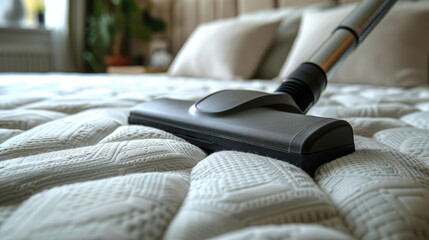 vacuum cleaner on a bed