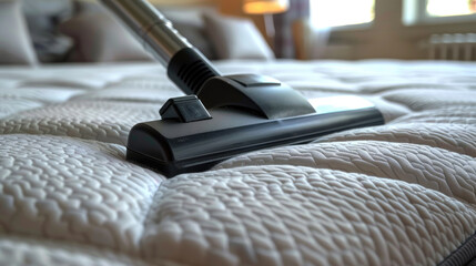 vacuum cleaner on a bed