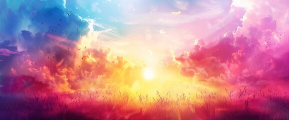 Abstract Prairie With Stylized, Colorful Fields, Background