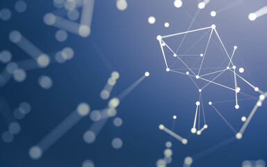 Abstract background. Molecules technology with polygonal shapes, connecting dots and lines. Connection structure. Big data visualization.
