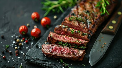 Rustic Elegance: Aged Venison Backstrap Roast on a Large Knife