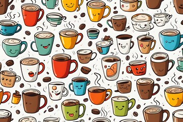 A coffee cup with a smiling face on it