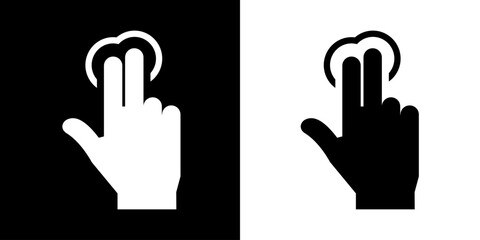 Finger gesture icon. Finger touch icon. Black icon. Click. Finger. 
