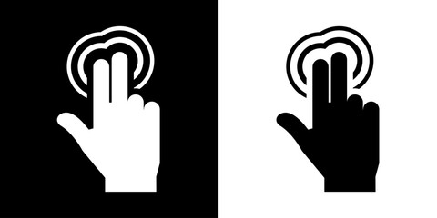 Finger gesture icon. Finger touch icon. Black icon. Click. Finger. 
