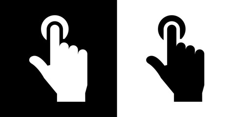 Finger gesture icon. Finger touch icon. Black icon. Click. Finger. 
