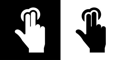 Finger gesture icon. Finger touch icon. Black icon. Click. Finger. 
