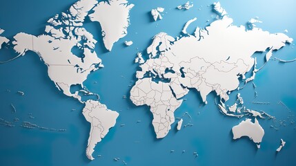Worldwide Connection: Blue and Green World Map Graphic Design