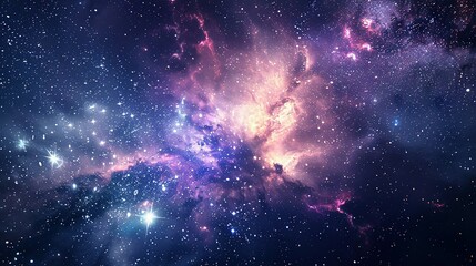 Outer Space Scene: Galaxy with Nebula and Stars