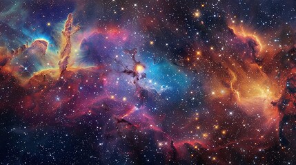 Nebula and Stars in the Galaxy: Outer Space View
