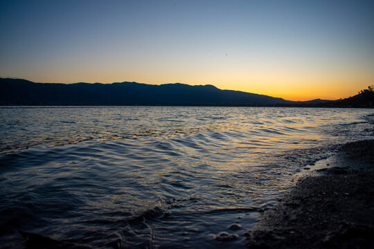 sunset over the lake