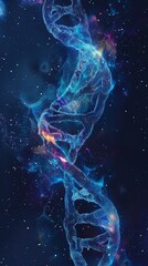 DNA double helix genetic material. Gene sequencing abstract design. Floating in space background, .science, abstract, biology, biotechnology, molecular, health, genetic
