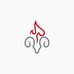 vector ram fire monoline  logo design vector icon illustration 