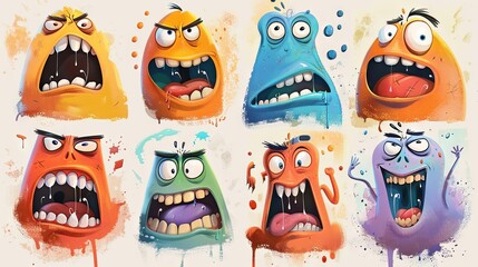 Characters displaying expressive faces in artwork.
