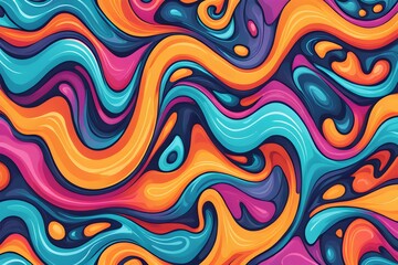 Obraz premium A colorful abstract painting with a lot of swirls and splatters