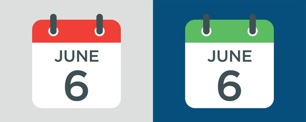 calendar - June 6 icon illustration isolated vector sign symbol