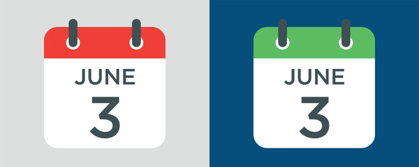 calendar - June 3 icon illustration isolated vector sign symbol