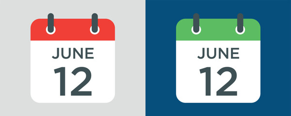 calendar - June 12 icon illustration isolated vector sign symbol