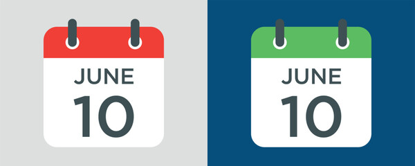 calendar - June 10 icon illustration isolated vector sign symbol