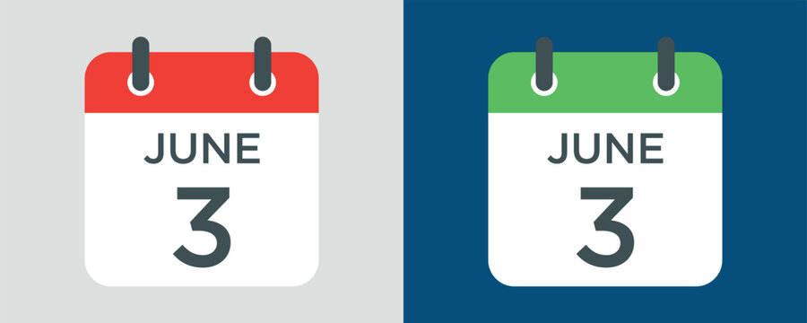 calendar - June 3 icon illustration isolated vector sign symbol