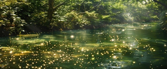 Fototapeta premium Abstract Enchanted Valley With Sparkling, Magical Streams, Background