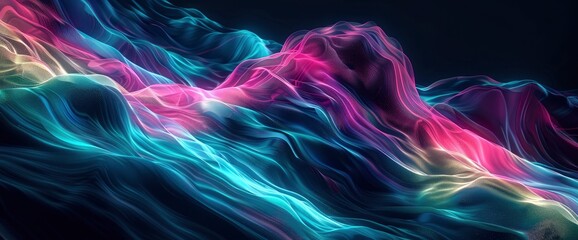 Fototapeta premium Abstract Canyon With Neon Outlines, Background