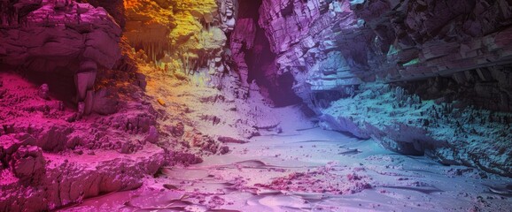 Naklejka premium Abstract Canyon With Rainbow-Colored Layers, Background