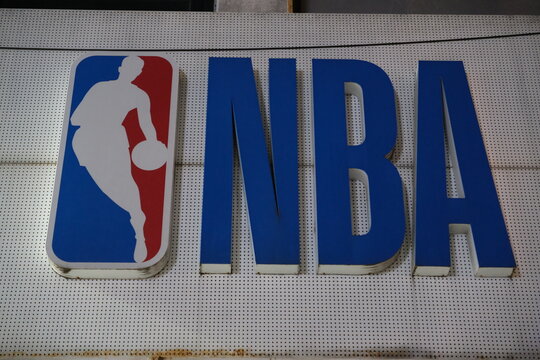 Jeju, South Korea-May 23rd 2024: National Basketball Association (NBA) brand logo sign close up