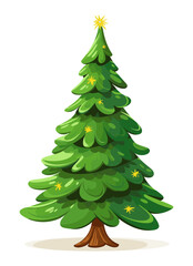 Christmas tree adorned with lights, symbolizing festive celebrations and holiday spirit. vector design against white background &yen;