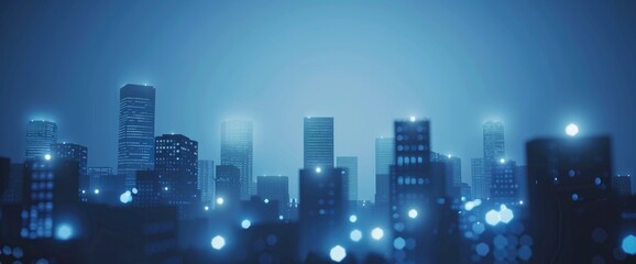 Abstract Cityscape With Floating, Luminous Buildings, Background