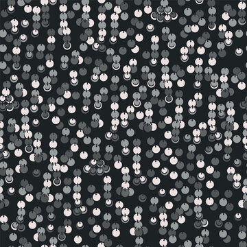 Monochrome sequins seamless pattern. Embroidery imitation fashion print for fabric, wallpaper, gift paper, wrapping. Fabric with sequins texture vector background