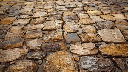 Background Stone,Rustic cobblestone path with a prominent empty area for advertisements or product placement.