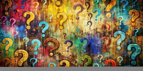 Grungy abstract background with question marks and funky graffiti design
