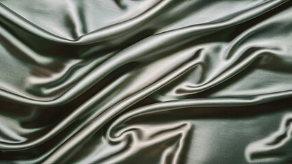 Obraz premium Close-up of smooth, flowing silver satin fabric with elegant folds and drapery.