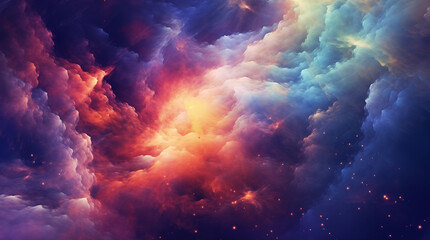 Cosmic Nebula with Swirling Gases and Ethereal Colors