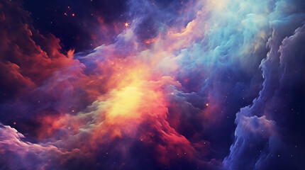 Cosmic Nebula with Swirling Gases and Ethereal Colors