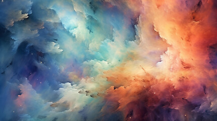 Cosmic Nebula with Swirling Gases and Ethereal Colors